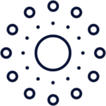 Icon dark blue circles around a bigger circle Easy